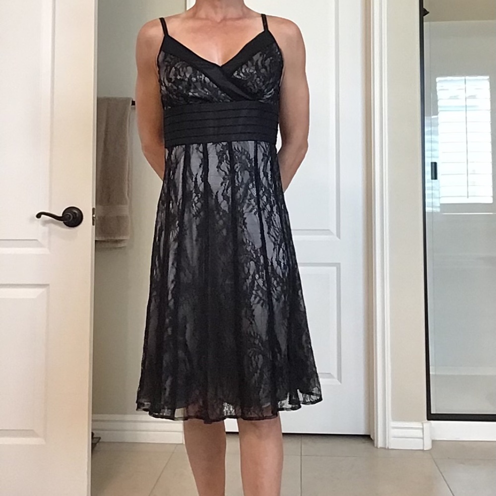 Ann Taylor loft black lace strappy dress